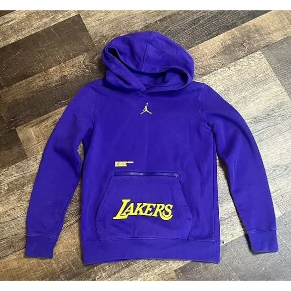 Los Angeles Lakers Youth Hoodie Pullover Sweatshirt Large Jordan Jumpman Medium - Picture 3 of 6